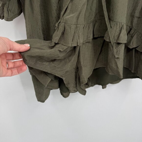 Storia Tiered Boho Babydoll Romper Ruffle Dolman Sleeves Oversized Womens Size S - Picture 4 of 8